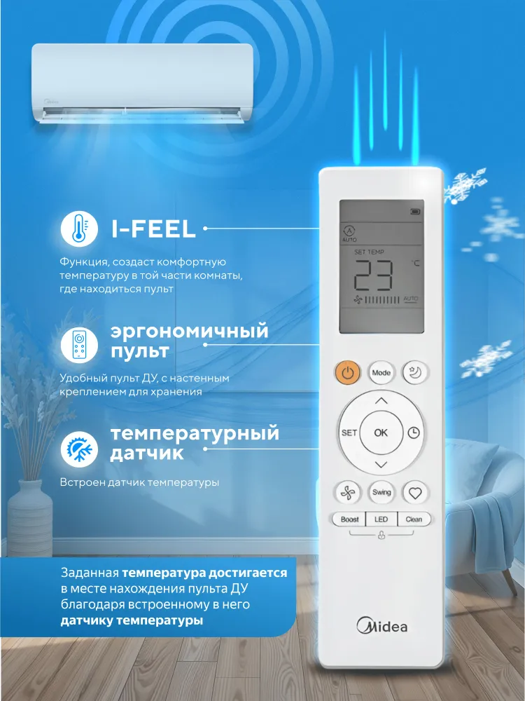Сплит-система Midea Парамаунт R32 (Paramount R32) MSAG1-09HRN8-I/MSAG1-09HRN8-O On/Off — изображение 8